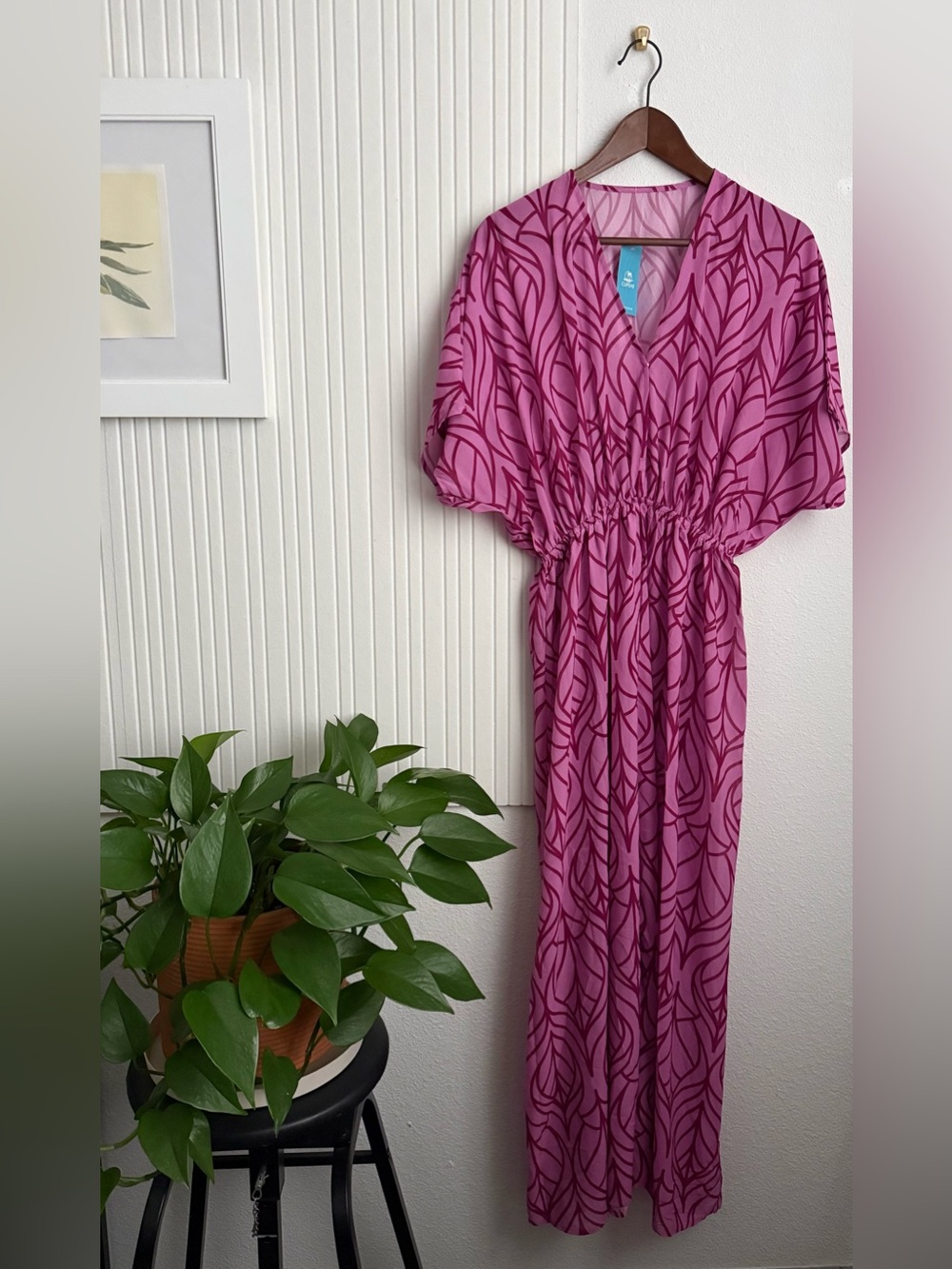Bohemian Flowy Magenta Pink Purple Swim Maxi Cover Up